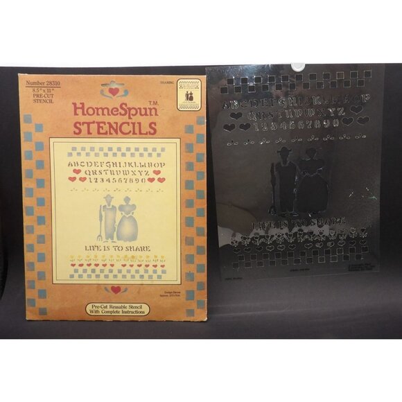 HomeSpun Stencils 8.5"x11" Pre-Cut Reusable Alphabet & Numbers "Life Is To Share - Picture 5 of 6